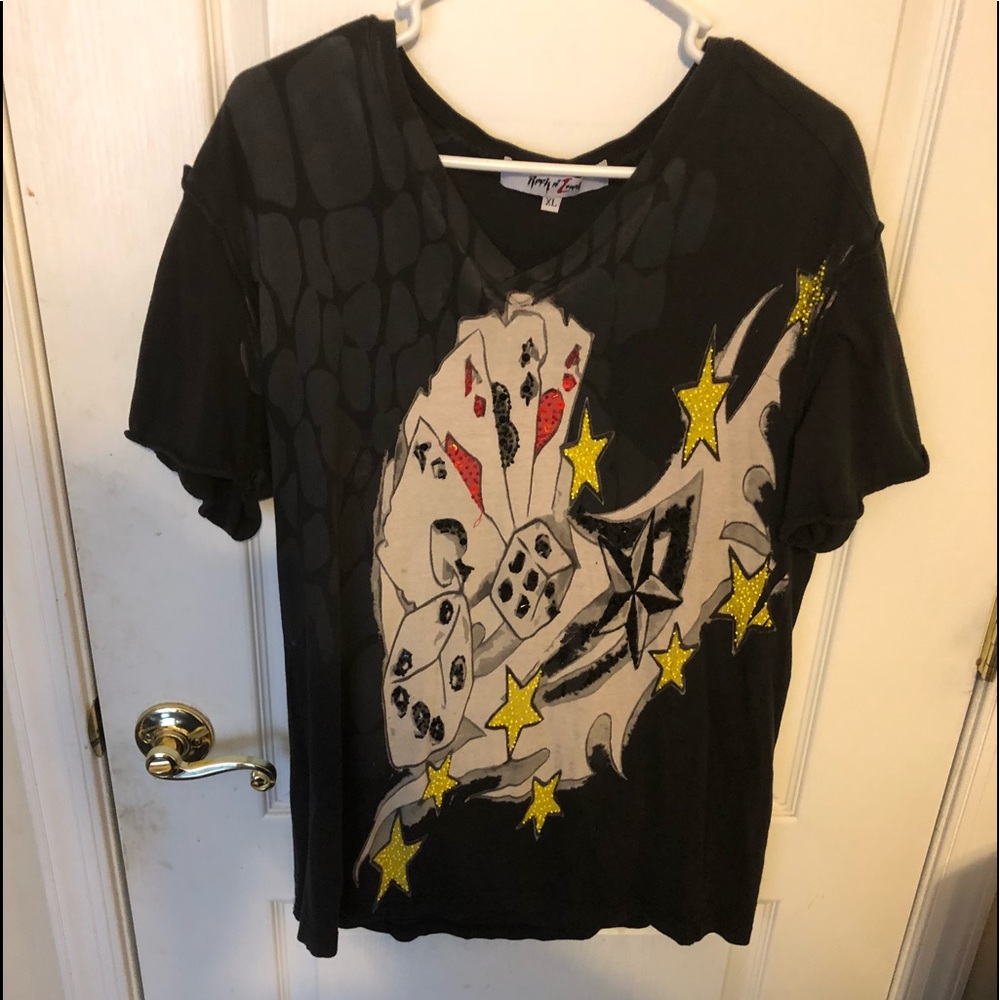 Rock N luck mens v neck dice shirt size XL